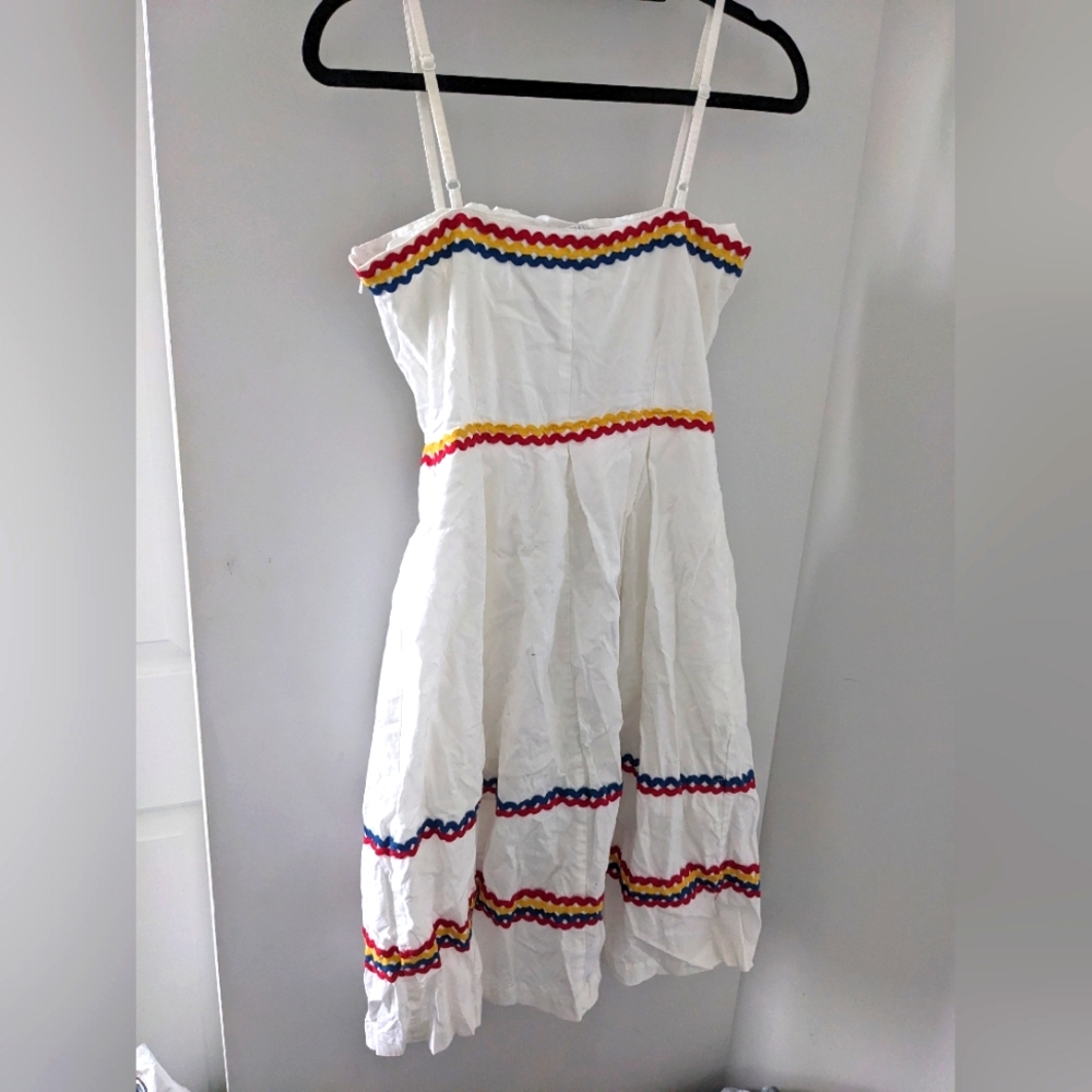 Simon's Twik Women's Cotton Midi White Sundress - Size US S